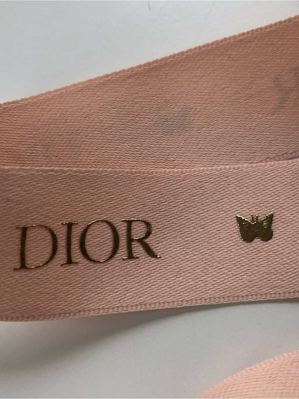 DIOR Pink Gold Logo Gift Wrapping Designer Ribbon Hair Tie  48” 4ft NEW Limited - Picture 3 of 4